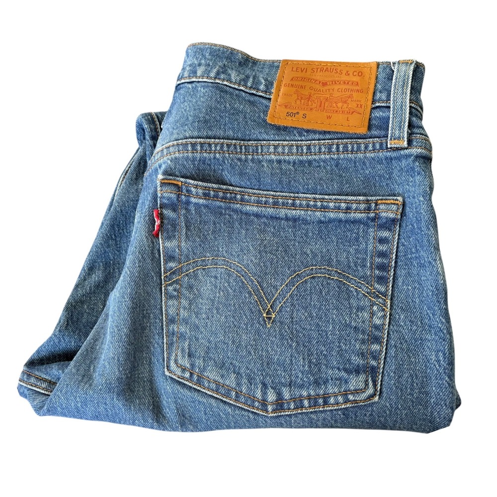 Levis 501 Skinny Jeans Womens 27 High Rise Big E Medium Wash Blue Denim Casual